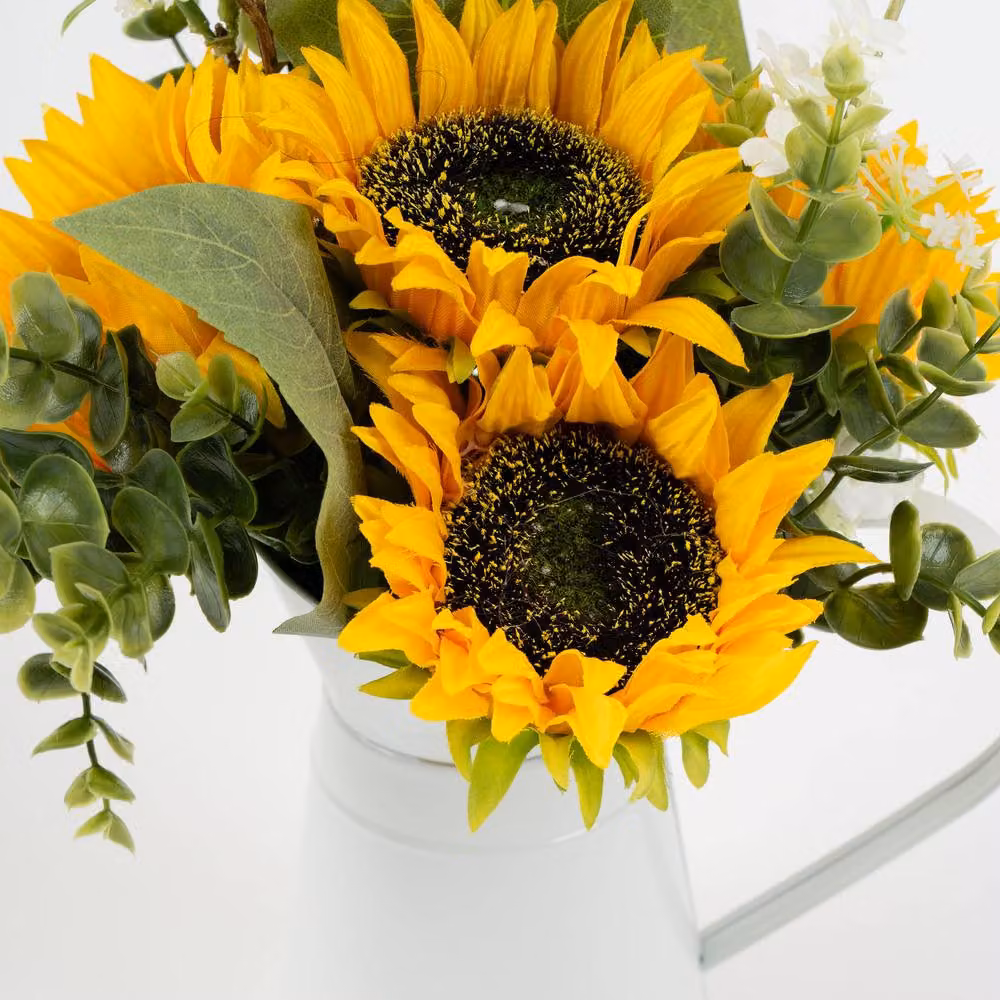 Scottish Everlastings Ltd Yellow Sunflowers in a Metal Tin Pot, Height: 43 cm – 2