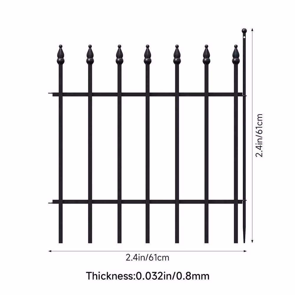 KORVIXA Black Powder-Coated Metal Decorative Garden Fencing Panel, W/D/H: 61 x 61 x 61 cm – 1