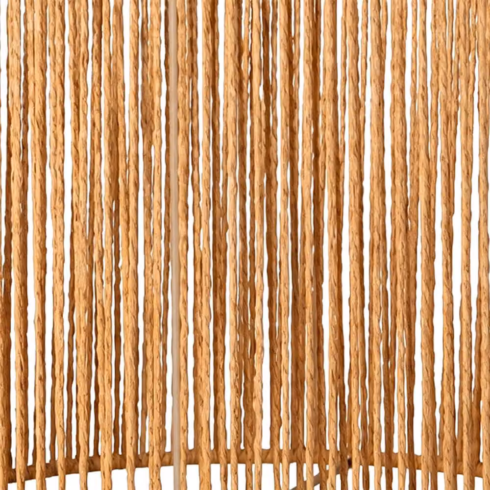 Emitto Boho Woven Paper Rope Cylinder Lampshade with Iron Frame in Natural Yellow and Beige – 3