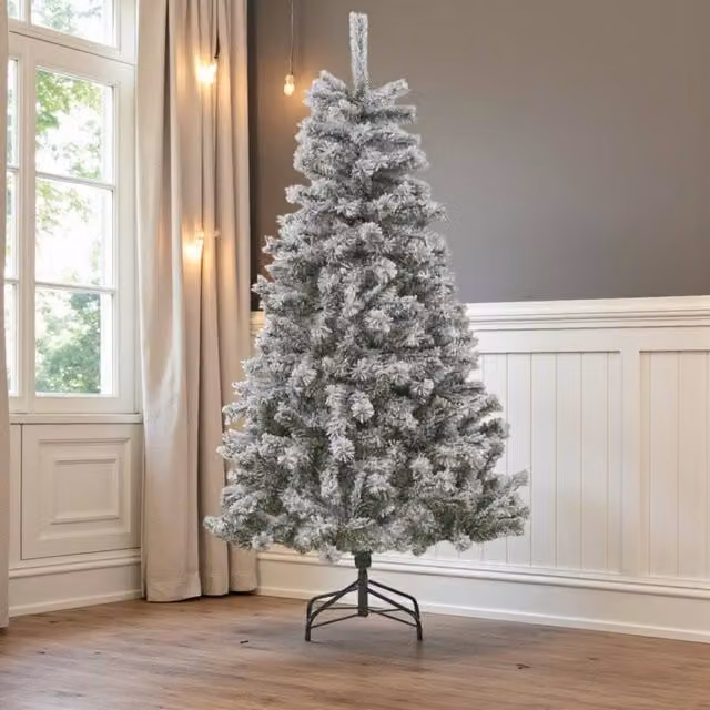 Garden Greatness 6ft Snowy Flocked Christmas Tree in White
