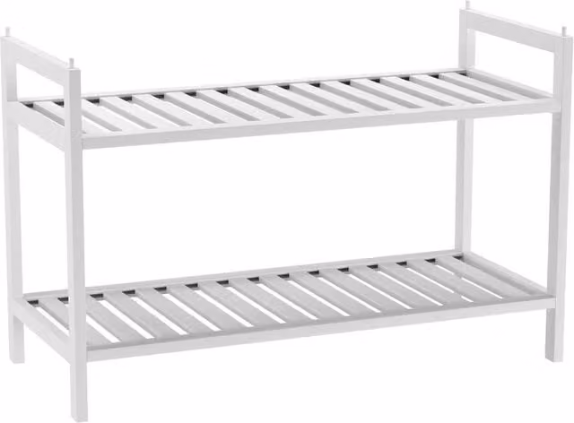 EONLION Set of 1 Stackable Bamboo Wood Shoe Rack Organiser in White – 1