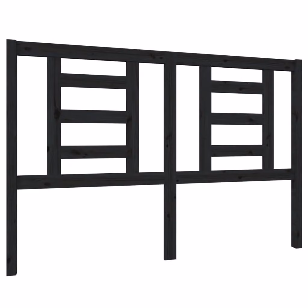 Berkfield Home Black Rustic Solid Wood Pine Bed Headboard W: 146 cm, D: 4 cm, H: 100 cm – 2