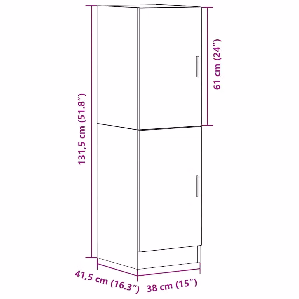 Berkfield Home Smoked Oak Kitchen Cabinet in Brown, W/D/H: 38 x 41.5 x 131.5 cm – 5