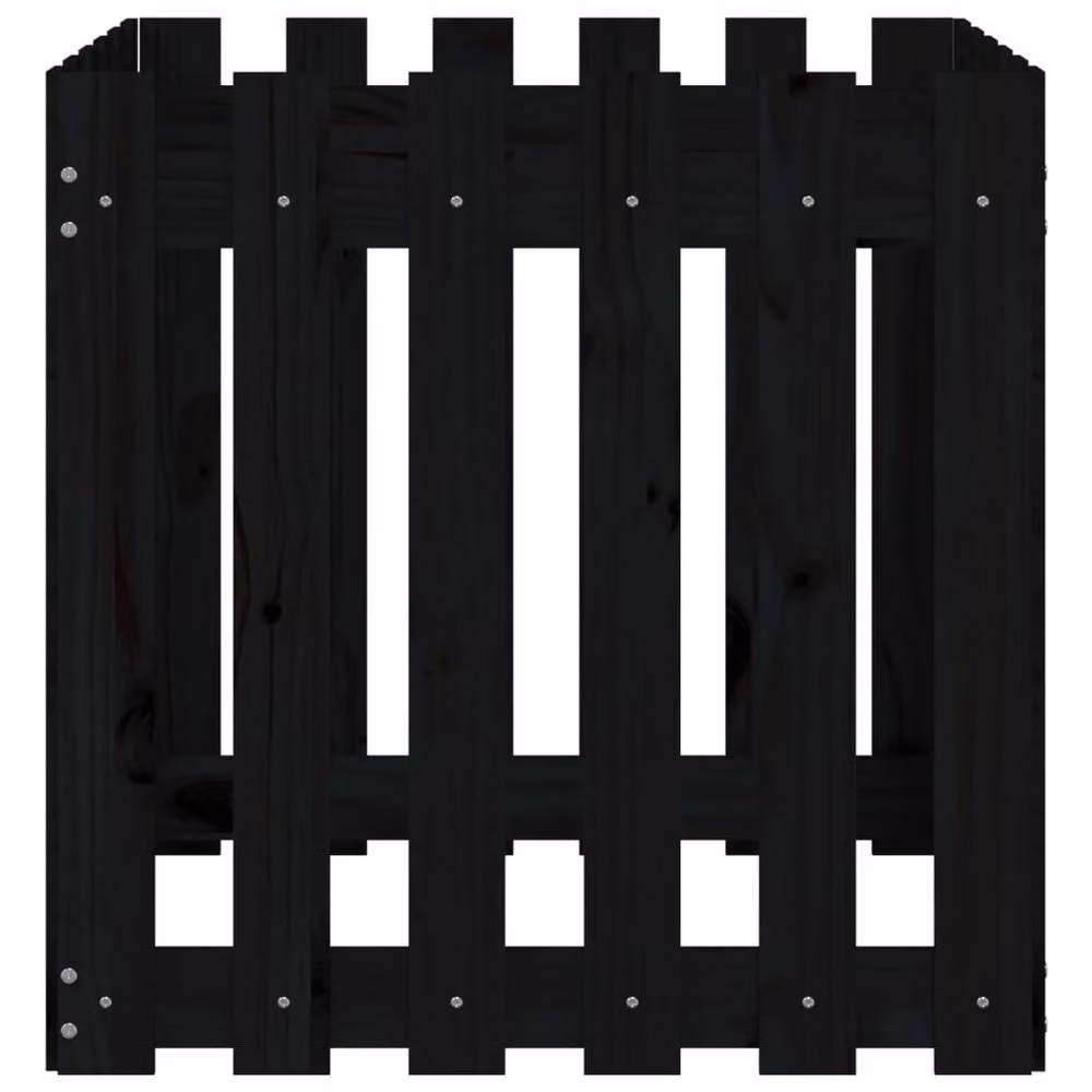 Berkfield Home Beautiful Garden Planter with Fence Design in Black, W/D/H: 60 x 60 x 60 cm – 4