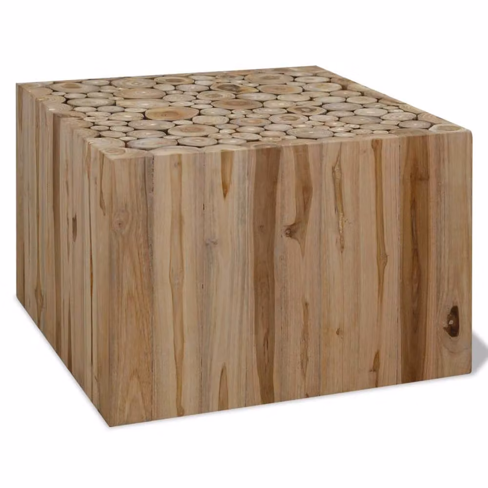 Berkfield Home Beautiful Coffee Table in Brown Genuine Teak, W/D/H: 50 x 50 x 35 cm – 2