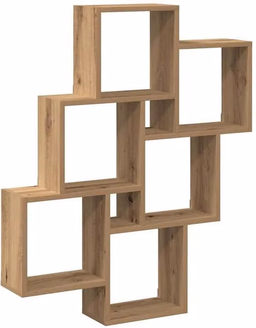 Berkfield Home Artisan Oak Wall Cube Shelf, Brown, W/D/H: 78 x 15 x 93 cm