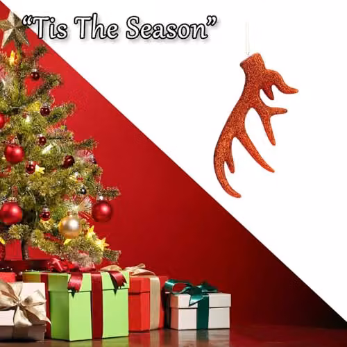 VFM e-Store Red Hanging Stag Antler Christmas Tree Ornament, H 17 cm x W 7 cm x D 2 cm – 6