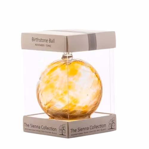 Sienna Glass November Birthstone Topaz Handcrafted Yellow Glass Hanging Bauble Ornament – 1