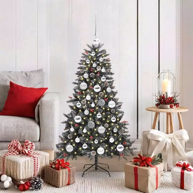 Berkfield Home Green Artificial Christmas Tree with 150 LEDs, W/D/H: 68 x 68 x 120 cm