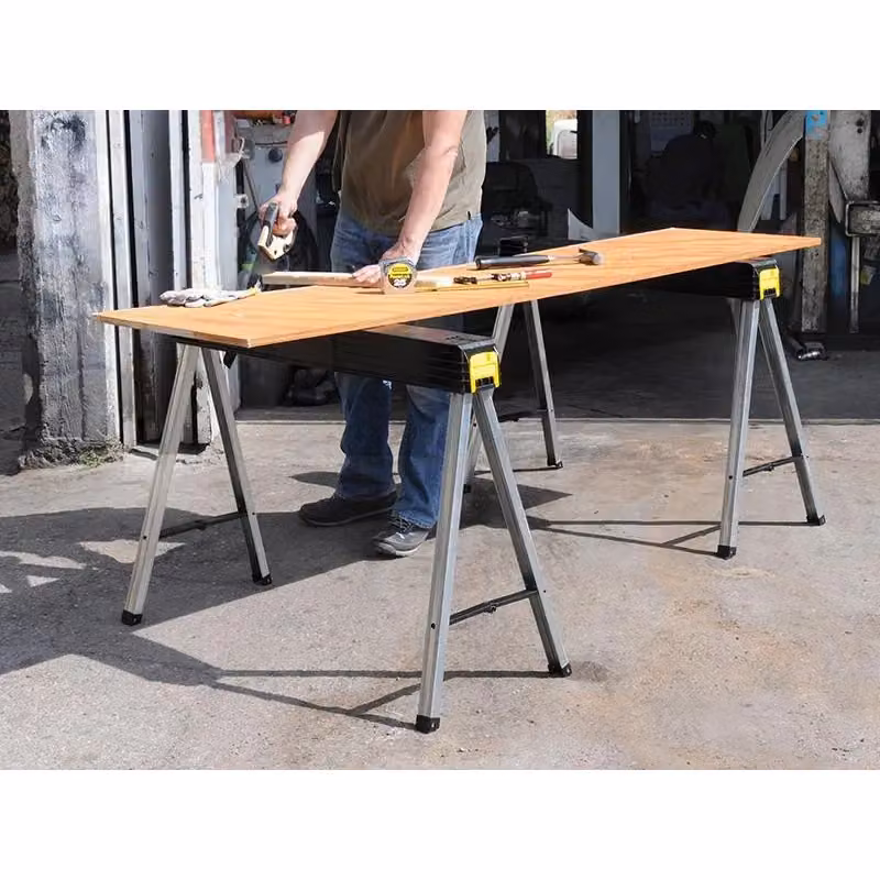 Stanley Folding Metal Leg Sawhorses Twin Pack in Multicolour – 2