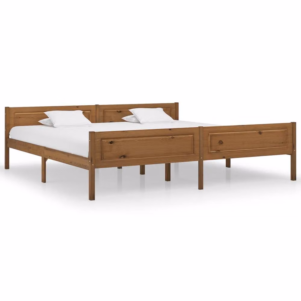 Berkfield Home Modern Solid Pinewood Bed Frame, Brown, 200 x 200 cm – 2