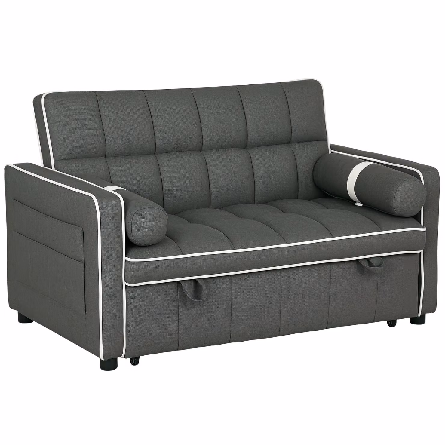 HOMCOM 2 Seater Pull Out Sofa Bed with Adjustable Backrest in Dark Grey – 2