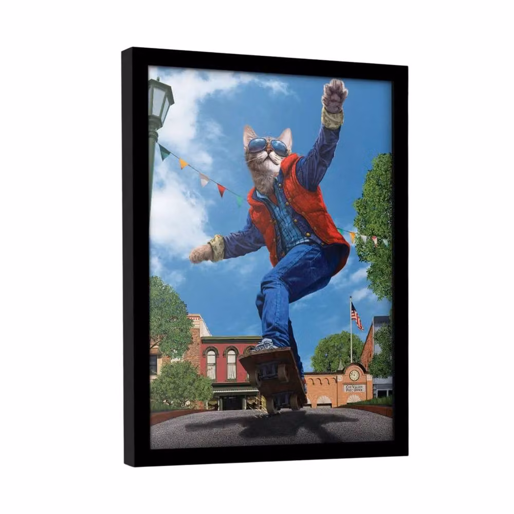 Vincent Hie Cat To The Future Framed Paper Poster in Blue and Multicolour – 2