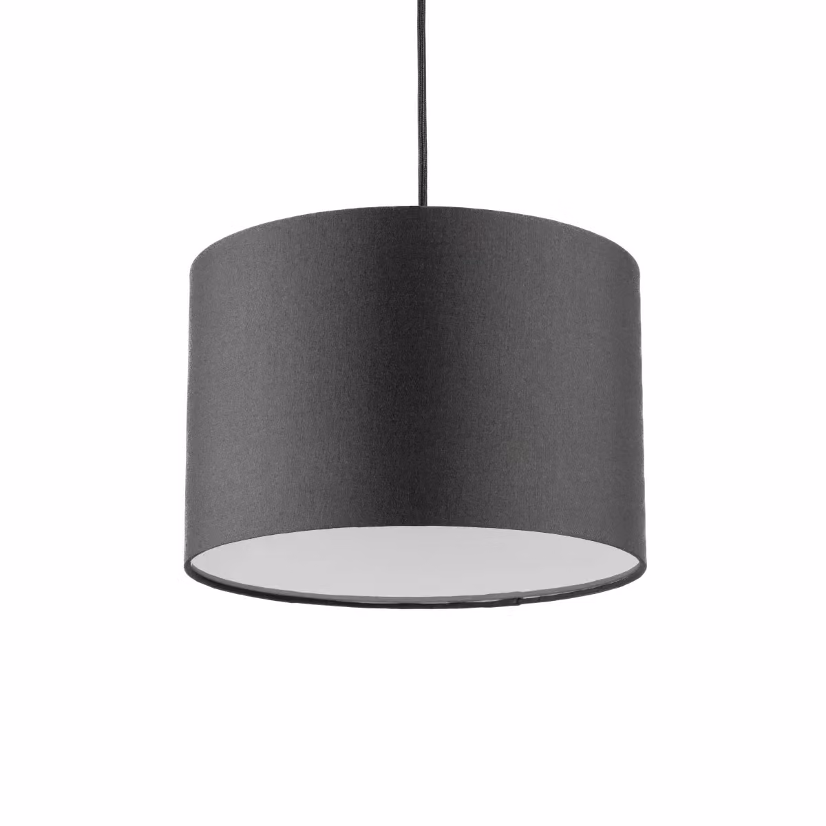 CGC Lighting Modern Black Fabric Drum Pendant Lamp Shade with Opal White Bottom Diffuser – 4