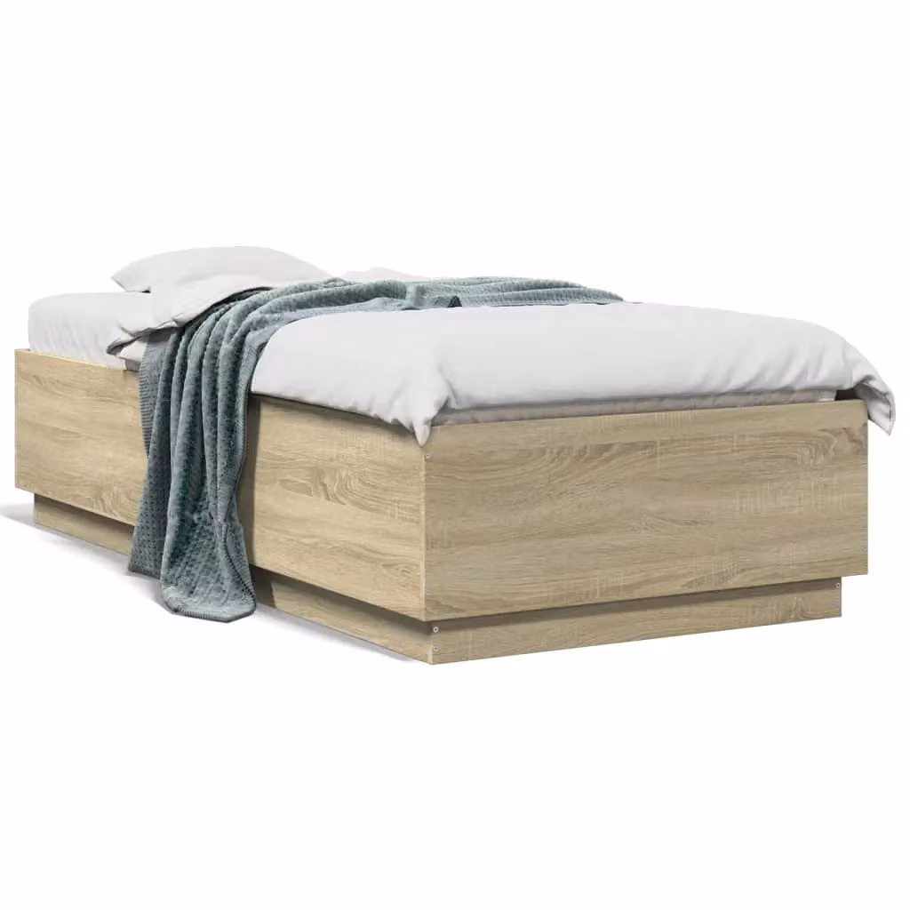 Berkfield Home Sonoma Oak Small Single Bed Frame in Brown, W/D/H: 75 x 190 cm – 2