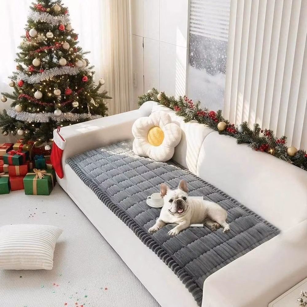 EONLION Grey Corduroy Sofa Cover and Pet Mat, W: 70 cm, D: 150 cm – 7