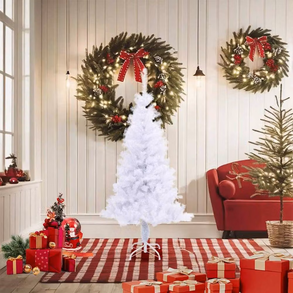 Berkfield Home Dense Artificial Christmas Tree with Stand, White, Height: 150 cm – 2