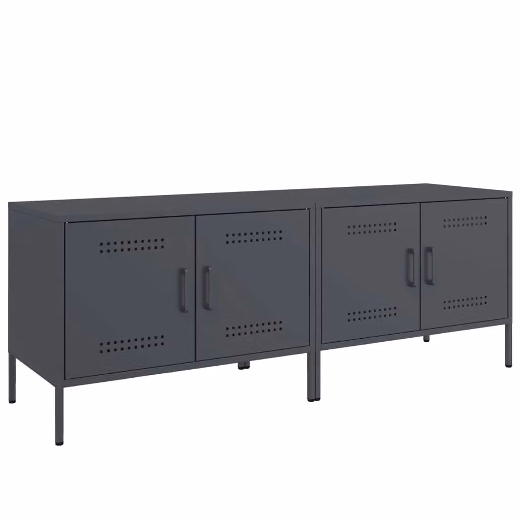 Berkfield Home Industrial Steel TV Cabinets, 2 Piece Set, Anthracite, W: 68 cm, D: 39 cm, H: 50.5 cm – 2