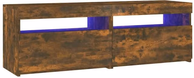 Berkfield Home Modern TV Cabinet with LED Lights in Smoked Oak Brown, W/D/H: 120 x 35 x 40 cm