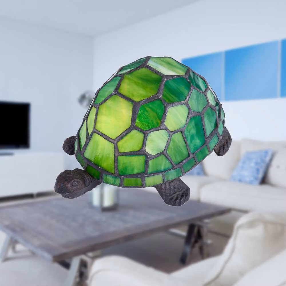 First Choice Lighting Bertie Set of 2 Green Tiffany Tortoise Glass Table Lamps – 4