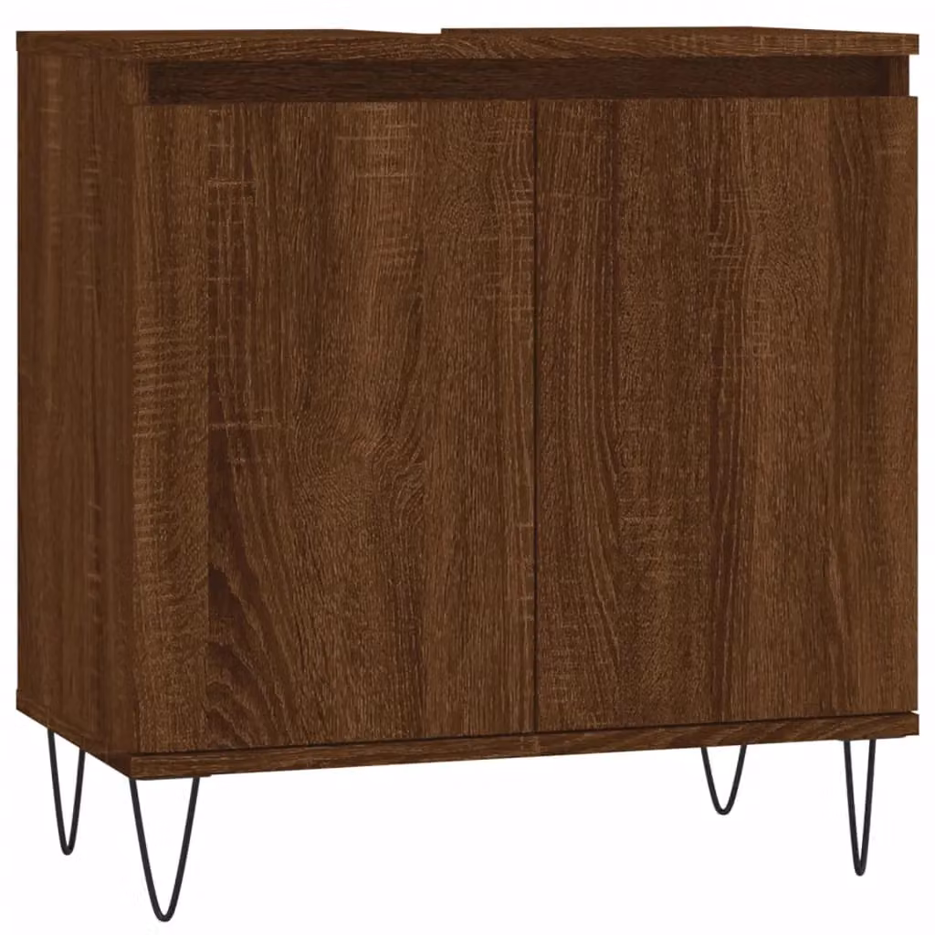 Berkfield Home Brown Oak Bathroom Cabinet, W: 58 cm, D: 33 cm, H: 60 cm – 1