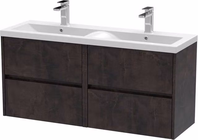 Balterley Chartley Contemporary 4 Drawer Wall Hung Vanity Basin Unit, Grey, Width: 120 cm – 1