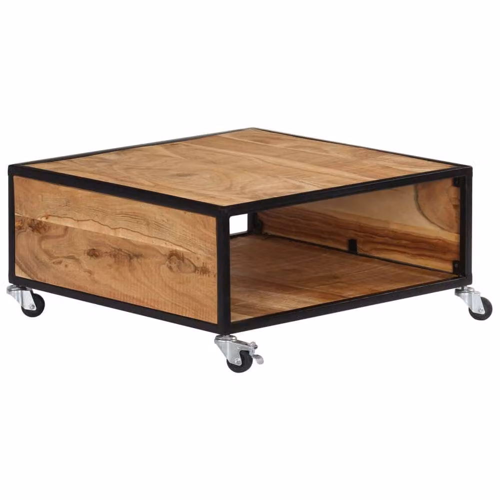 Berkfield Home Rustic Square Coffee Table in Brown Solid Acacia Wood W/D/H: 70 x 70 x 32 cm – 2