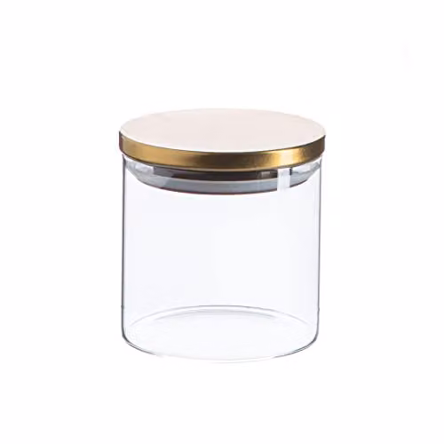 Argon Tableware Scandi Airtight Glass Storage Jar with Gold Metal Lid, 550ml – 1
