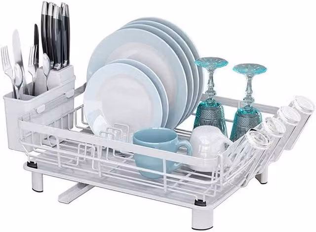 PAWNORA White Kitchen Sink Cutlery Draining Holder