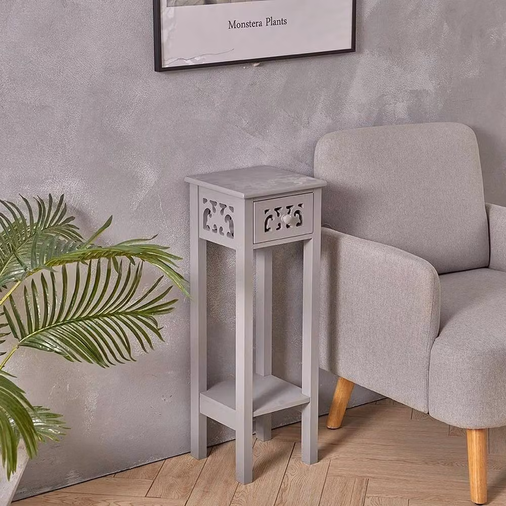 Kelvenix French Style Small Side Table and Nightstand in Grey – 2