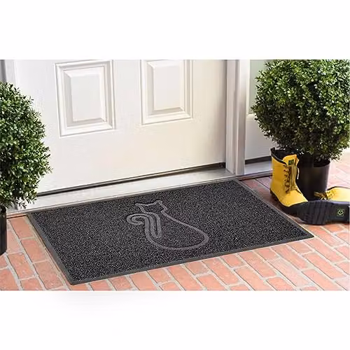 Nicoman Heart Embossed PVC Doormat, Dark Grey, W/D: 90 x 60 cm – 5