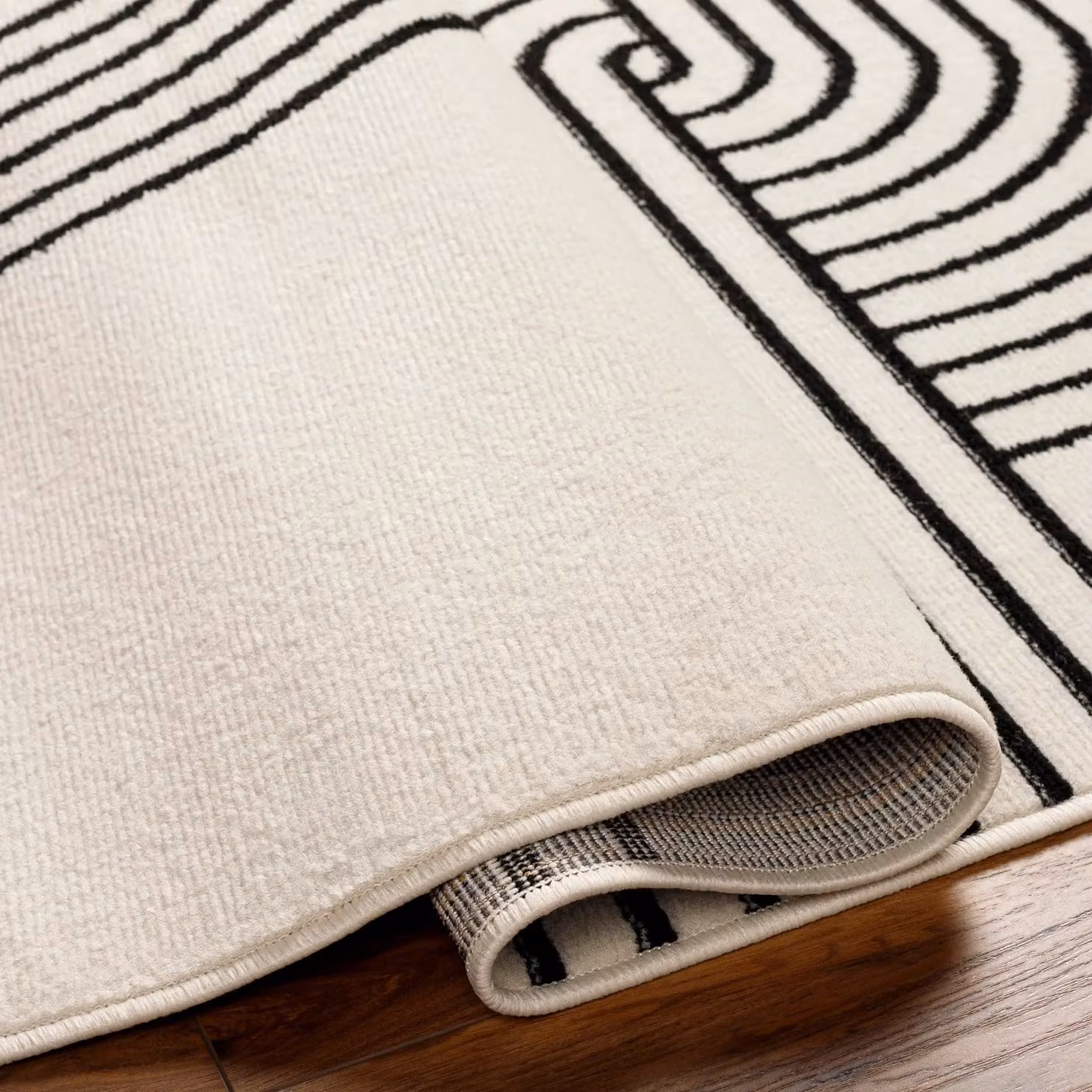 Livabliss Hialeah Abstract Modern Rug in White, Black and Beige, W/D/H: 80 x 220 cm – 8