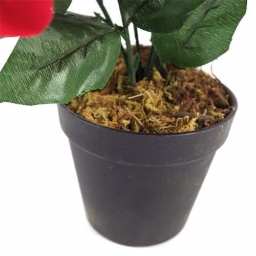 LeafUK Red Poinsettia Artificial Christmas Houseplant in Pot with Copper Edging, Height: 40 cm – 3