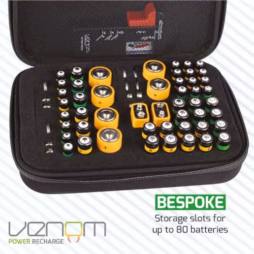 Venom Battery Storage Organiser Case with Charge Tester in Black – 3