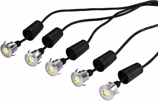 Netlighting Derwent 5 x LED Deck Garden Lights in Grey with 6m Cable and 12V Transformer IP54