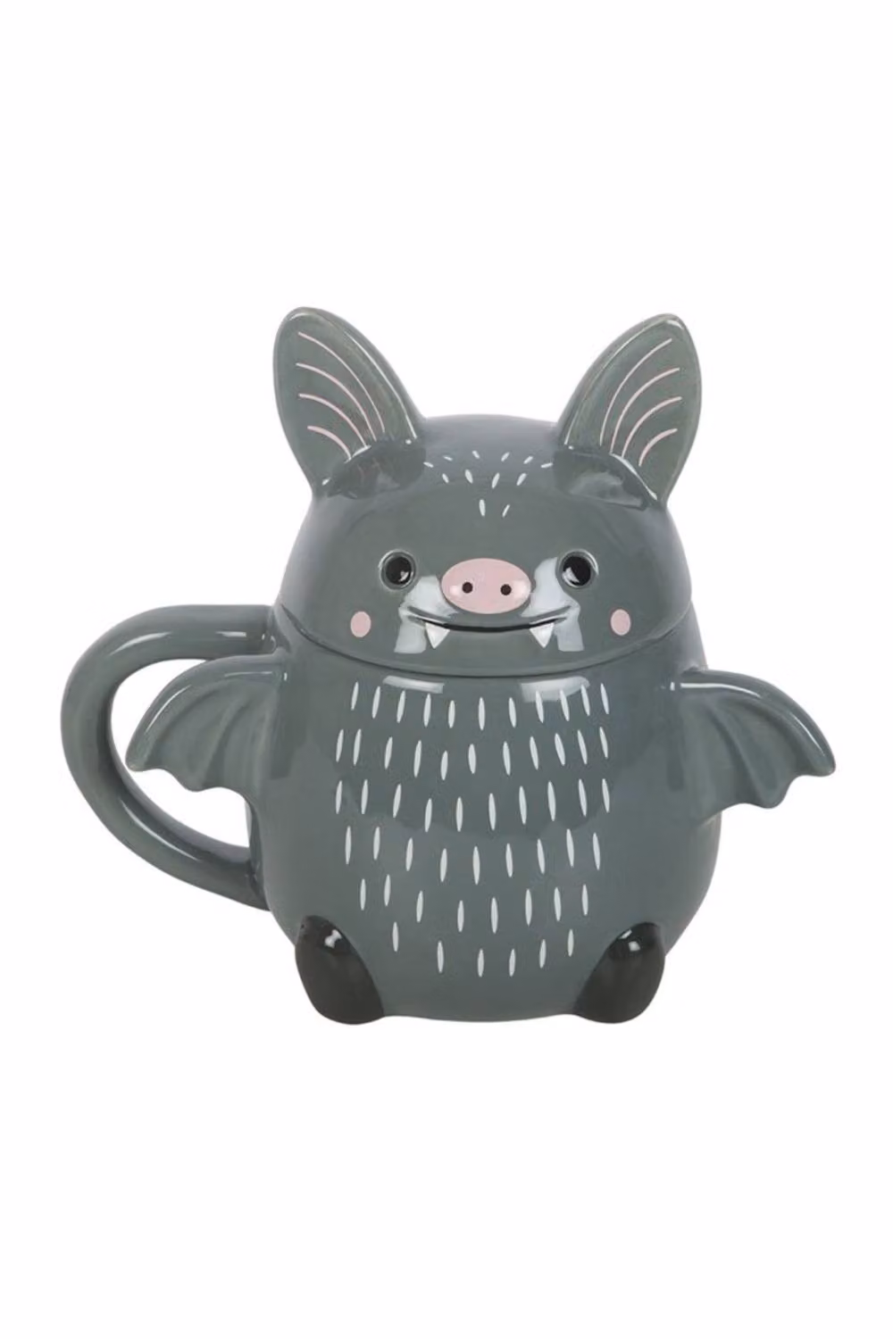 KDMD Bat Shaped Ceramic Mug with Lid in Dark Grey – 2