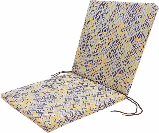Roseley Water Repellent Low Back Chair Pads in Geometric Green and Blue