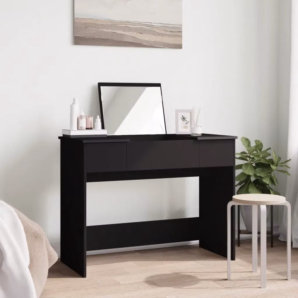 Berkfield Home Modern Dressing Table with Mirror in Black, W/D/H: 100 x 45 x 76 cm – 2