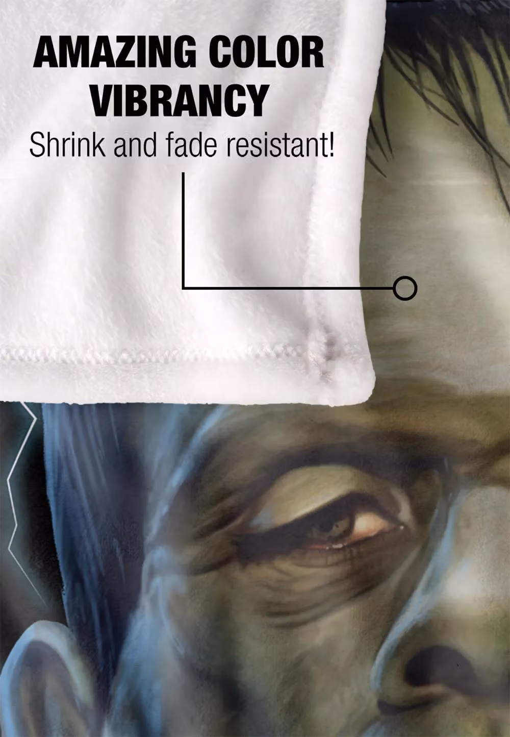 Universal Monsters Frankenstein Head Super Soft Silky Touch Throw Blanket, White, W: 152 cm, D: 127 cm – 4