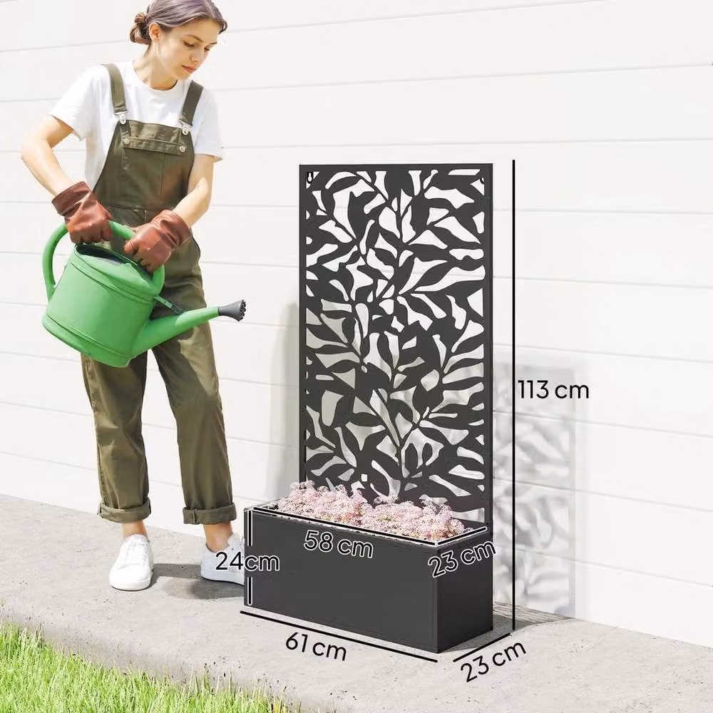 Kelvenix Metal Raised Garden Bed with Trellis in Black – 2