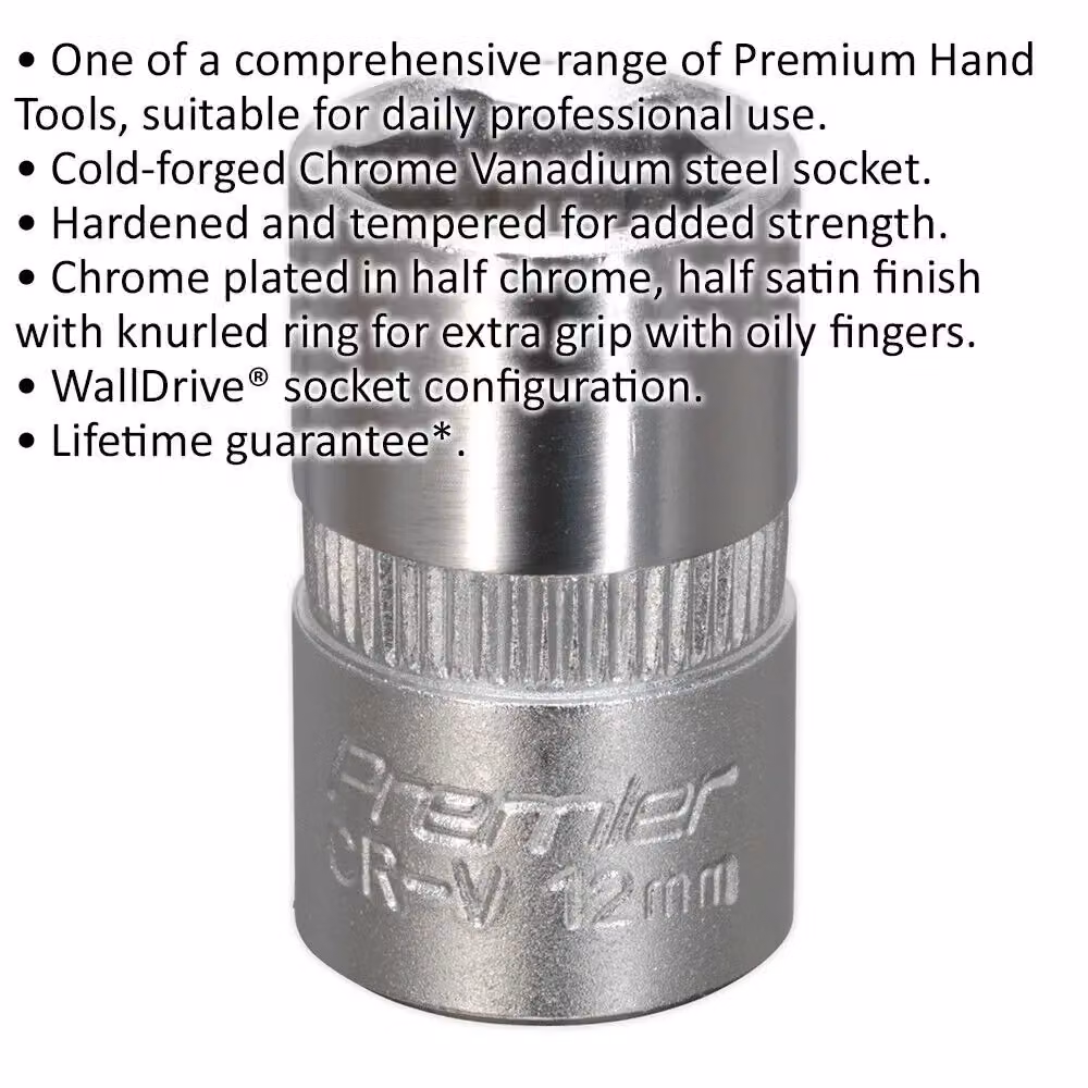 Loops 12mm Forged Steel Drive Socket 3/8 inch Square Drive Chrome Vanadium in Silver – 2