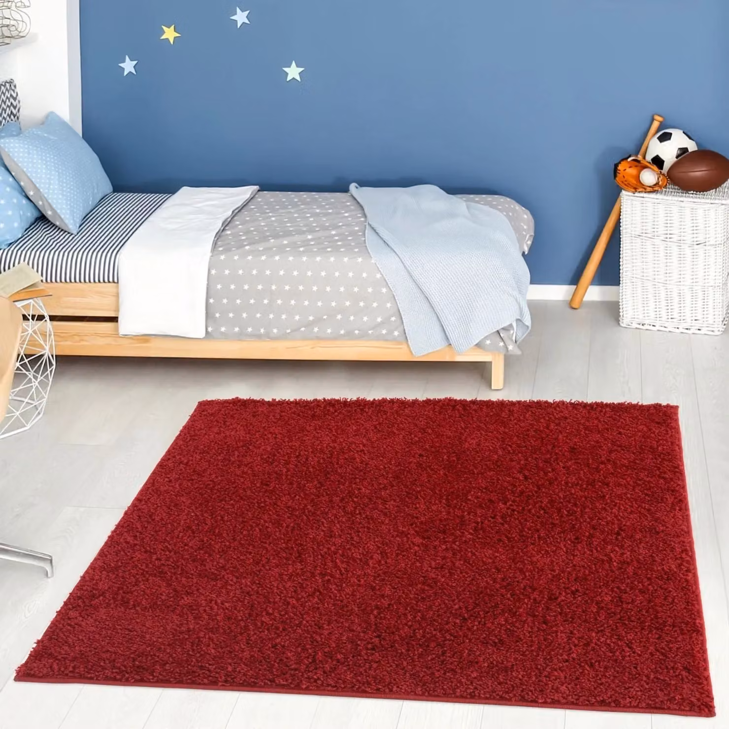 THE RUGS Soft Plain High Pile Shaggy Rug for Living Room and Bedroom, Red, W: 160 cm, D: 230 cm – 5