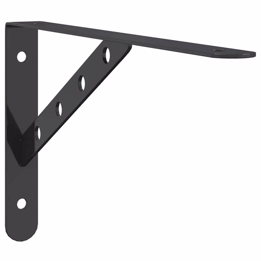 Berkfield Home Black Stainless Steel Shelf Brackets, 4 Pack, W: 30 cm, D: 15.5 cm, H: 2.5 cm – 2