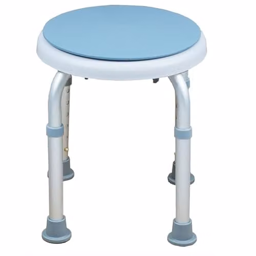 Gr8 Home Rotating Non-Slip Bathroom Shower Stool with Adjustable Height in Blue or White