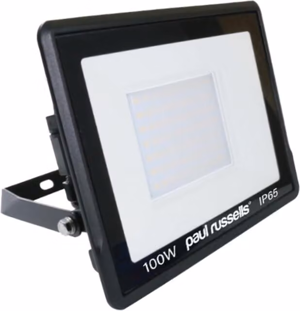 Paul Russells 100W LED Floodlight, 10000lm, 6500K Cool White, IP65, Black or White
