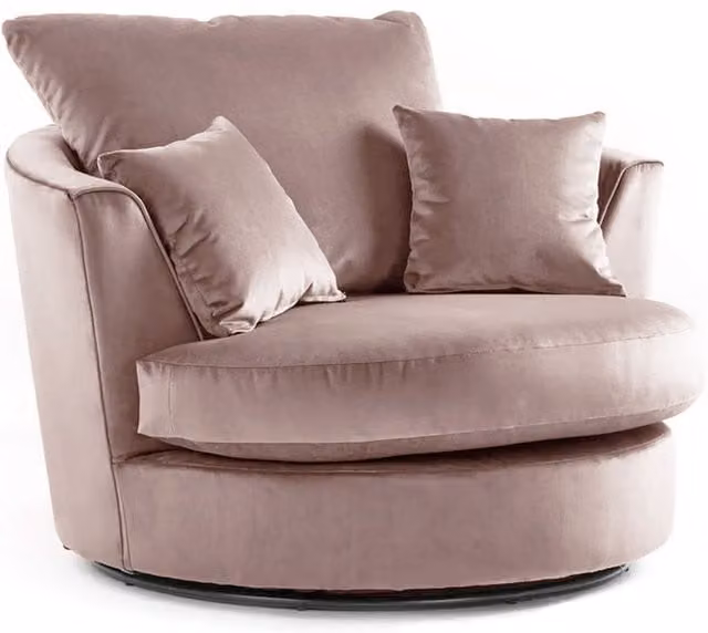Furnishings For Less UK Brooklyn Pink Plush Velvet Swivel Single Seater Chair – 1