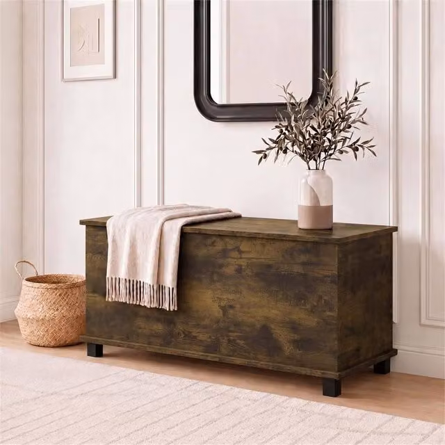 SPETLEK Modern Brown Storage Ottoman Toy Chest for Children's Bedrooms