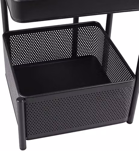 Hygrad Built to Survive 4 Tier Rolling Metal Mesh Storage Basket Organizer in Black – 4