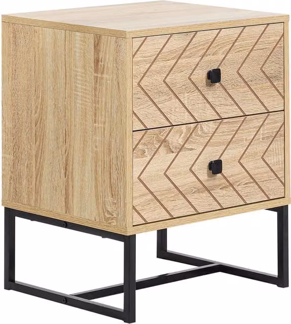HOMCOM Industrial Bedside Table with 2 Drawers in Brown and Black – 1