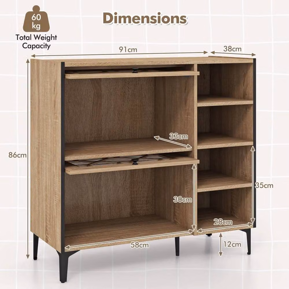 KORVIXA Freestanding Shoe Storage Cabinet in Rustic Oak and Brown, W/D/H: 100 x 100 x 100 cm – 2